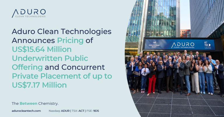 Aduro Clean Technologies Expands Funding With Public Offering And Private Placement